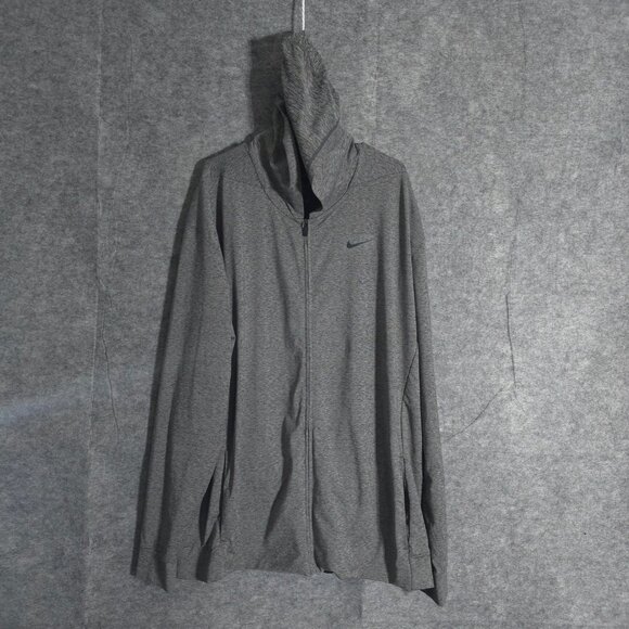 Nike Dri Fit Standard Fit Full Zip Hoodie Jacket Mens XXL Gray Athletic Swoosh - Picture 1 of 10